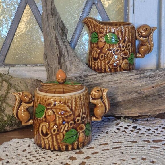 Vintage Squirrels Sugar bowl & Creamer - Picture 2 of 12